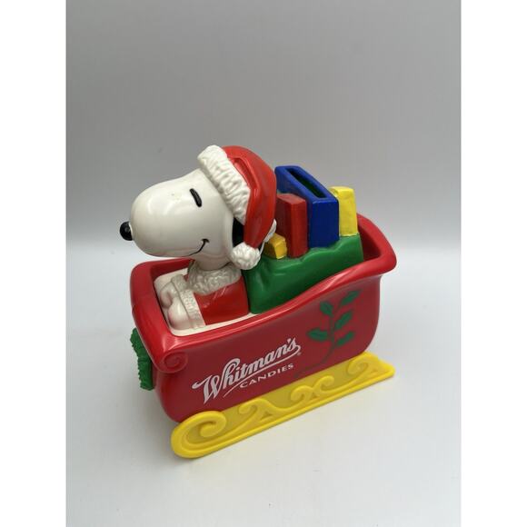 Vintage Whitman’s Candies Christmas Peanuts Snoopy Santa Sled Coin Bank - Picture 5 of 8